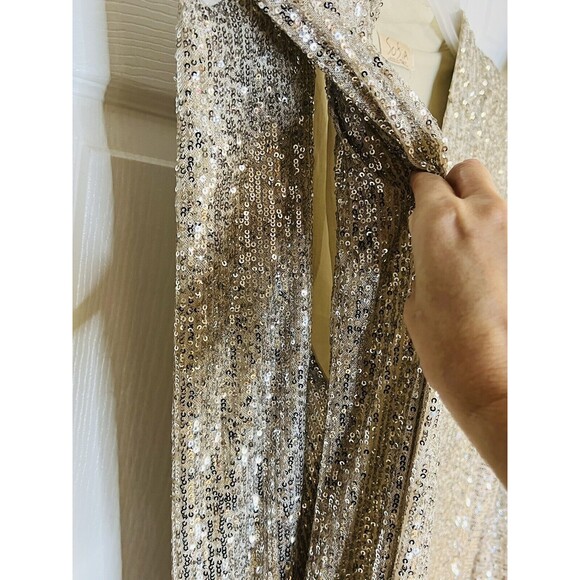 Sofia Lux Champagne Sequin Dress OS One Size Fits 4-14 Made In Italy Retail $195 - Picture 8 of 12